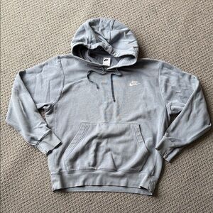 Nike Heather Light Blue Hooded Pullover with Small Chest Swoosh